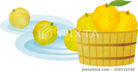 桶子裡的柚子水彩畫插畫素材 108516580