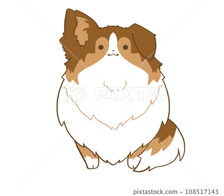 A loose Sheltie with one ear hanging down, sitting facing forward. 108517143