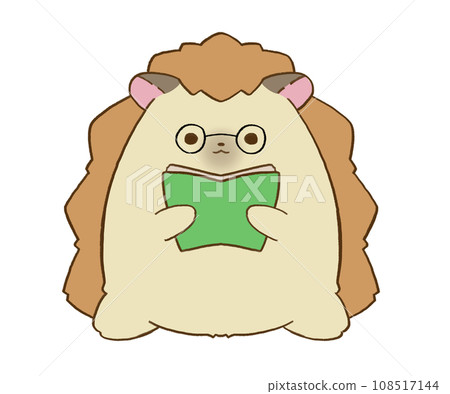 戴眼鏡的刺蝟坐著看書 108517144