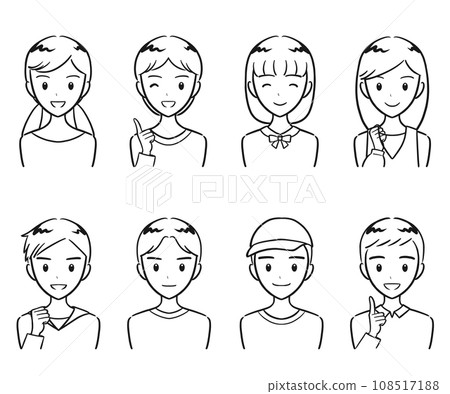 小學男生女生積極表達圖標集（畫線） 108517188
