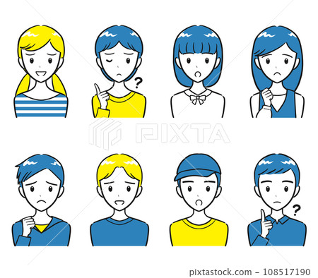Elementary school boys and girls negative expression icon set (simple) Elementary school boys and girls negative expression icon set (simple) 108517190