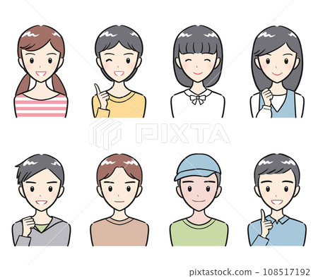 小學男孩和女孩積極表達圖標集 小學男孩和女孩積極表達圖標集 108517192