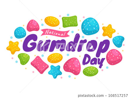 National Gumdrop Day Vector Illustration on February 15 with Delicious Candies Brightly Colored Dome Shaped in Flat Cartoon Background 108517257