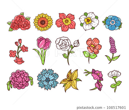 Spring flowers vector illustration set Spring flowers vector illustration set 108517601