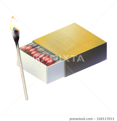 燃燒的火柴和火柴盒 108517653