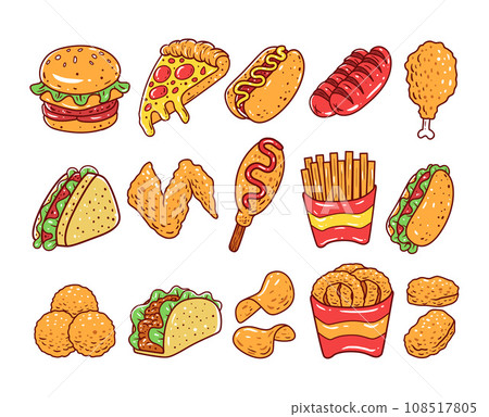 Fast food vector illustration set 108517805