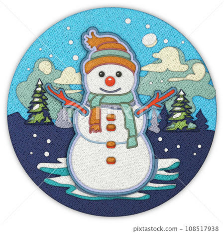 Snowman patchwork element clipart. 108517938
