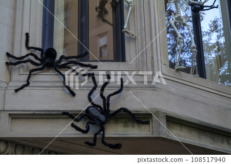 Halloween decorations on a front of the building in Manhattan NYC 108517940