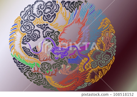 金色裝飾和生肖龍 108518152