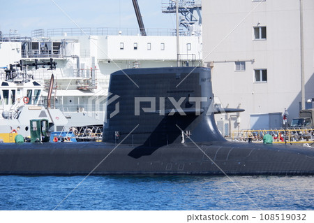 Maritime Self-Defense Force submarine anchored at Yokosuka base Maritime Self-Defense Force submarine anchored at Yokosuka base 108519032