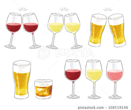Vector illustration set of hand drawn style alcoholic drinks 108519148