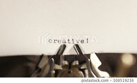 English vocabulary written on an old typewriter. English vocabulary written on an old typewriter. 108519216