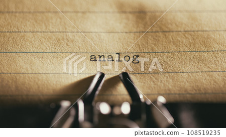 English vocabulary written on an old typewriter. English vocabulary written on an old typewriter. 108519235