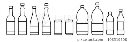Bottle, can, plastic bottle icon set Bottle, can, plastic bottle icon set 108519508