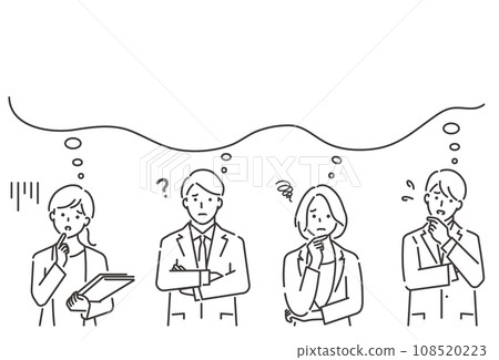 Black and white vector illustration of a worried business person. Upper body. 108520223