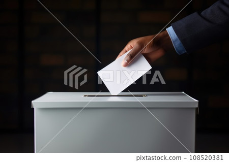 The man lowers the billuten into the urn The man lowers the billuten into the urn 108520381