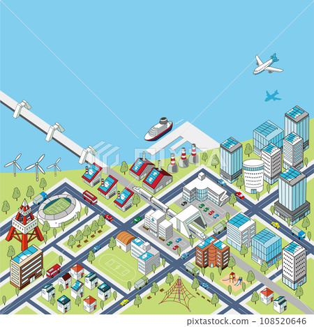 海邊城市景觀的俯視圖 108520646