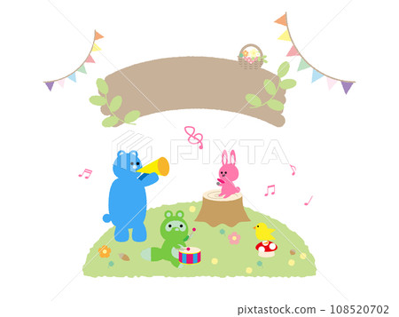 Cute animal music band illustration 108520702