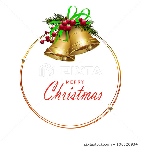 Isolated design element,Christmas wreath with golden bells 108520934