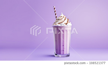 Milkshake with cream and straw 108521377