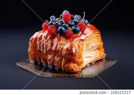 Cubic croissant with wild berries and jam 108521517