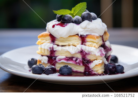 Cottage cheese casserole with sour cream and berries Cottage cheese casserole with sour cream and berries 108521752