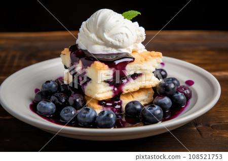 Cottage cheese casserole with sour cream and berries Cottage cheese casserole with sour cream and berries 108521753