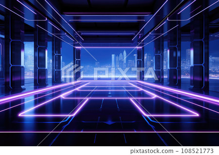 A room with neon lighting A room with neon lighting 108521773