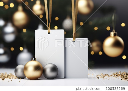 Layout of a white postcard with Christmas toys Layout of a white postcard with Christmas toys 108522269