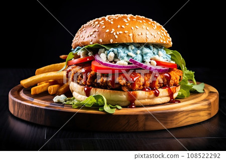 Big burger with blue cheese and mold 108522292