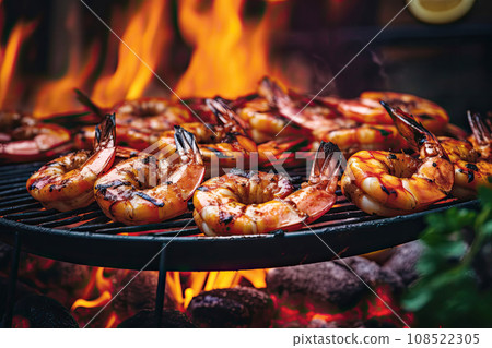 Grilled shrimp with lemon 108522305