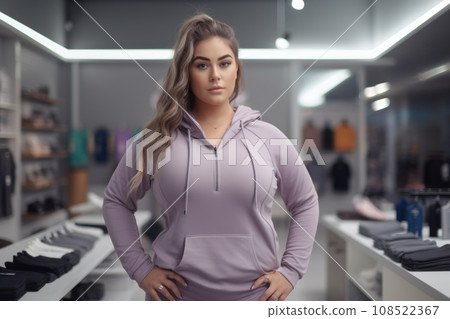 A full confident girl stands in a store, manager A full confident girl stands in a store, manager 108522367