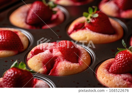 Strawberry muffins in a baking dish Strawberry muffins in a baking dish 108522676