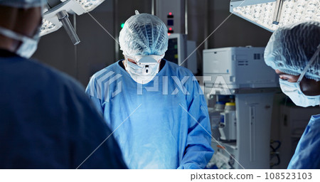 Doctors, team and surgery in theater with medical support for healthcare, safety and operation room at hospital. Surgeon, medicine and teamwork or collaboration with tools for cardiology or emergency Doctors, team and surgery in theater with medical support for healthcare, safety and operation room at hospital. Surgeon, medicine and teamwork or collaboration with tools for cardiology or emergency 108523103