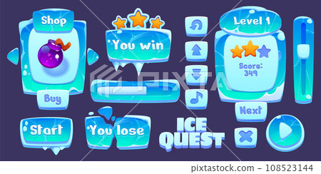 Ice or glass gui elements covered with snow 108523144