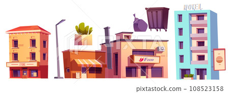 Street city elements for town exterior landscape 108523158