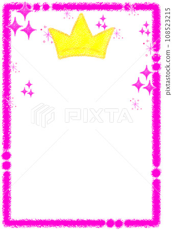 Sparkling crown and crayon frame [A4, vertical] 108523215