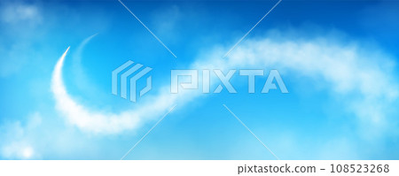Smoke plain trail, jet cloud speed line in air 108523268