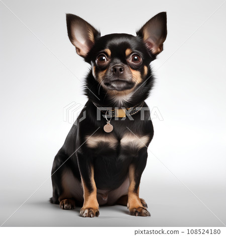 black chihuahua on white background 108524180