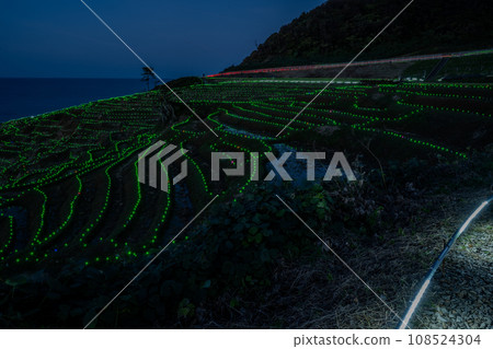 Tourist attractions in Oku-Noto | Illumination night view of the World Agricultural Heritage Site Shirome Senmaida | Sparkling ridges | Wajima City, Ishikawa Prefecture Tourist attractions in Oku-Noto | Illumination night view of the World Agricultural Heritage Site Shirome Senmaida | Sparkling ridges | Wajima City, Ishikawa Prefecture 108524304
