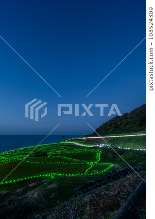 Tourist attractions in Oku-Noto | Illumination night view of the World Agricultural Heritage Site Shirome Senmaida | Sparkling ridges | Wajima City, Ishikawa Prefecture Tourist attractions in Oku-Noto | Illumination night view of the World Agricultural Heritage Site Shirome Senmaida | Sparkling ridges | Wajima City, Ishikawa Prefecture 108524309