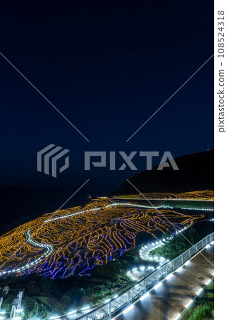 Tourist attractions in Oku-Noto | Illumination night view of the World Agricultural Heritage Site Shirome Senmaida | Sparkling ridges | Wajima City, Ishikawa Prefecture Tourist attractions in Oku-Noto | Illumination night view of the World Agricultural Heritage Site Shirome Senmaida | Sparkling ridges | Wajima City, Ishikawa Prefecture 108524318