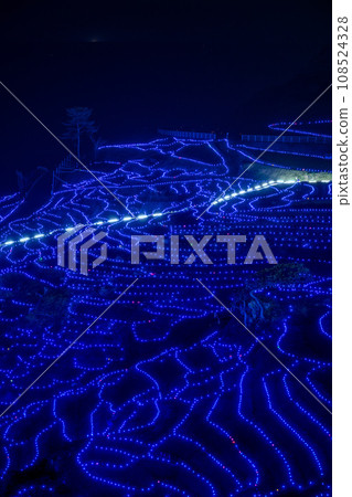 Tourist attractions in Oku-Noto | Illumination night view of the World Agricultural Heritage Site Shirome Senmaida | Sparkling ridges | Wajima City, Ishikawa Prefecture 108524328