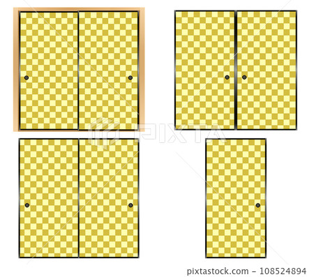 Illustration set of Japanese-style sliding doors in a Japanese-style room 108524894