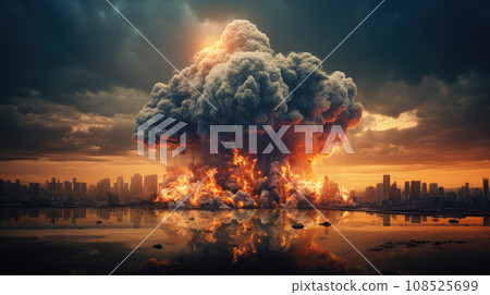 Massive bomb explosion on the night city 108525699