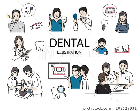 Illustration set about dental and teeth Illustration set about dental and teeth 108525931