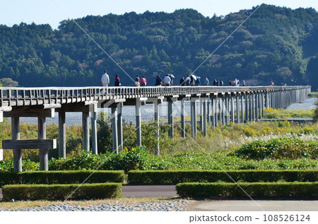 Oigawa Horai Bridge, the longest wooden pedestrian bridge in the world Oigawa Horai Bridge, the longest wooden pedestrian bridge in the world 108526124