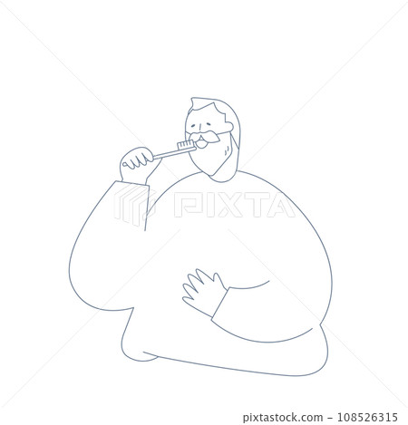 An elderly man brushing his teeth. An elderly man brushing his teeth. 108526315