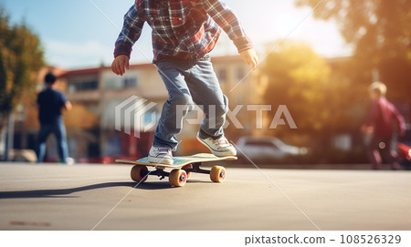 玩滑板的孩子的腳 108526329
