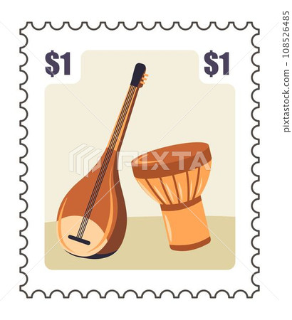 Mark with turkish traditional music instruments Mark with turkish traditional music instruments 108526485